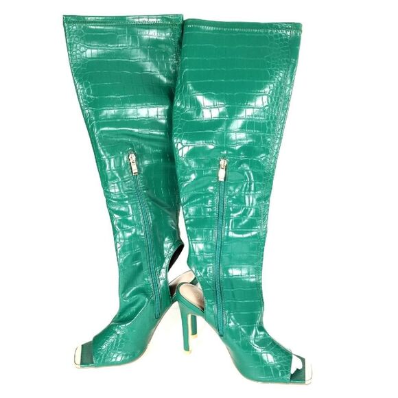 Fashion Nova Green Over the Knee Boots - Picture 3 of 8